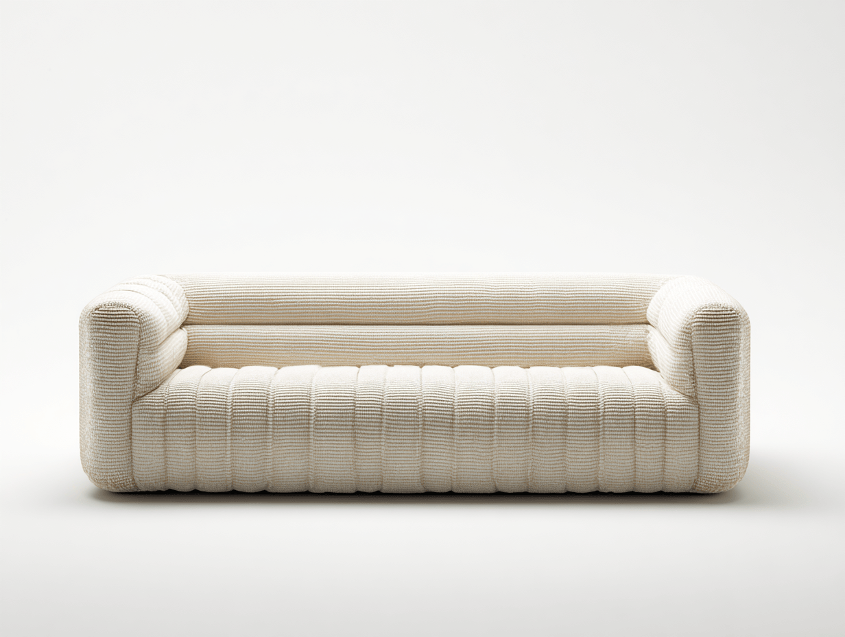 Canapé 3 places tissu 210×100 cm – crème – design moderne avec accoudoirs carrés-Shelterano