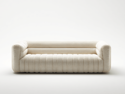 Canapé 3 places tissu 210×100 cm – crème – design moderne avec accoudoirs carrés-Shelterano