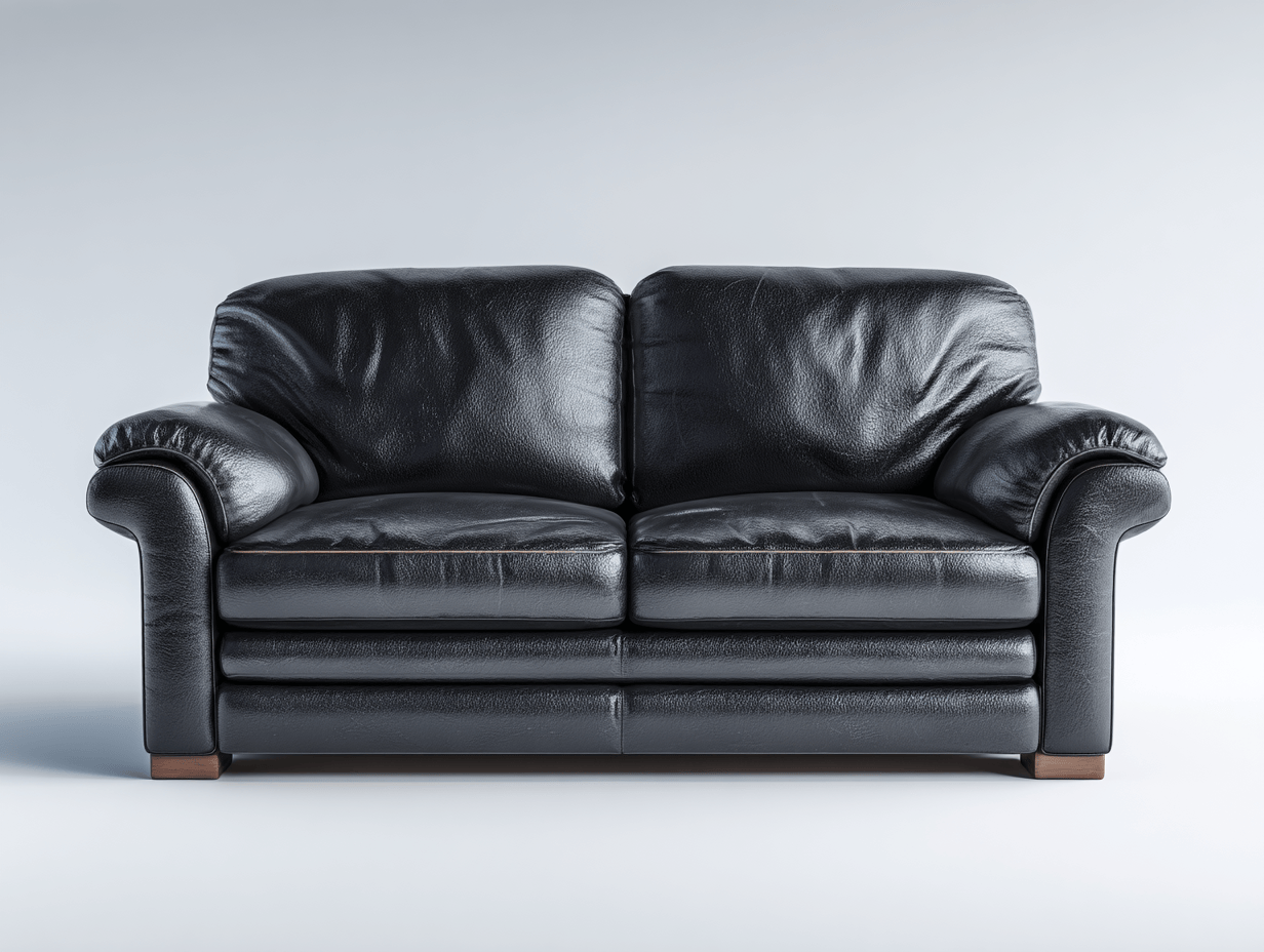 Canapé simili cuir noir 2 places 167×92×90 cm – accoudoirs arrondis – style classique confortable-Shelterano