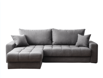 Canapé d’angle en tissu 255×160 cm – gris clair – style moderne avec méridienne et coussins inclus-Shelterano