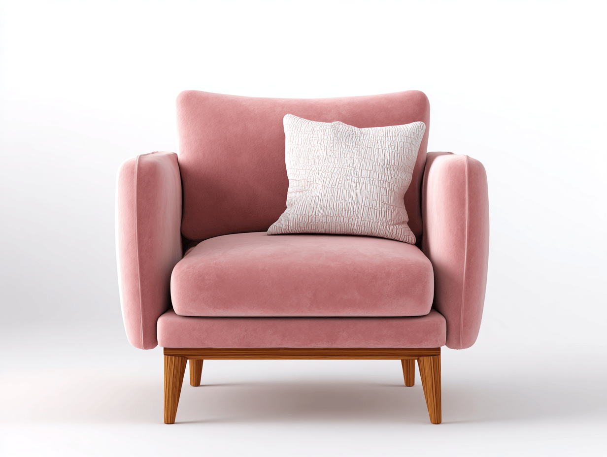 Fauteuil en velours 87×82×90 cm – rose poudré – avec coussin décoratif et pieds en bois-Shelterano