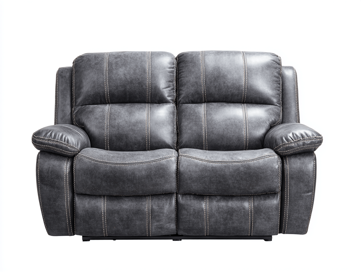 Canapé simili cuir inclinable 2 places 158×95×102 cm – gris – design contemporain avec surpiqûres contrastées-Shelterano