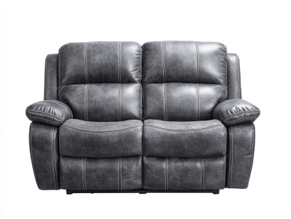 Canapé simili cuir inclinable 2 places 158×95×102 cm – gris – design contemporain avec surpiqûres contrastées-Shelterano