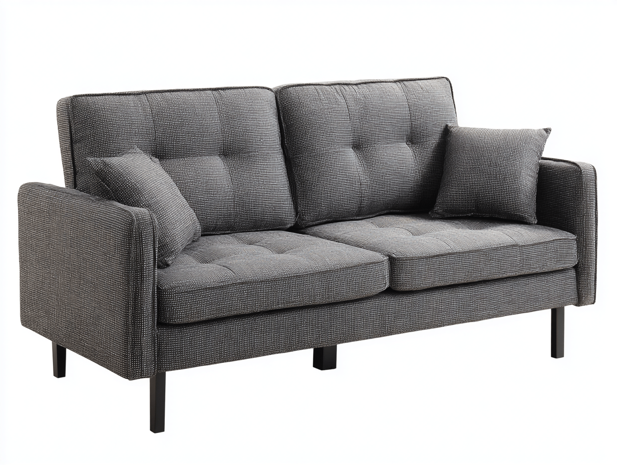 Canapé en tissu 185×85×82 cm – gris foncé – style moderne avec coussins-Shelterano