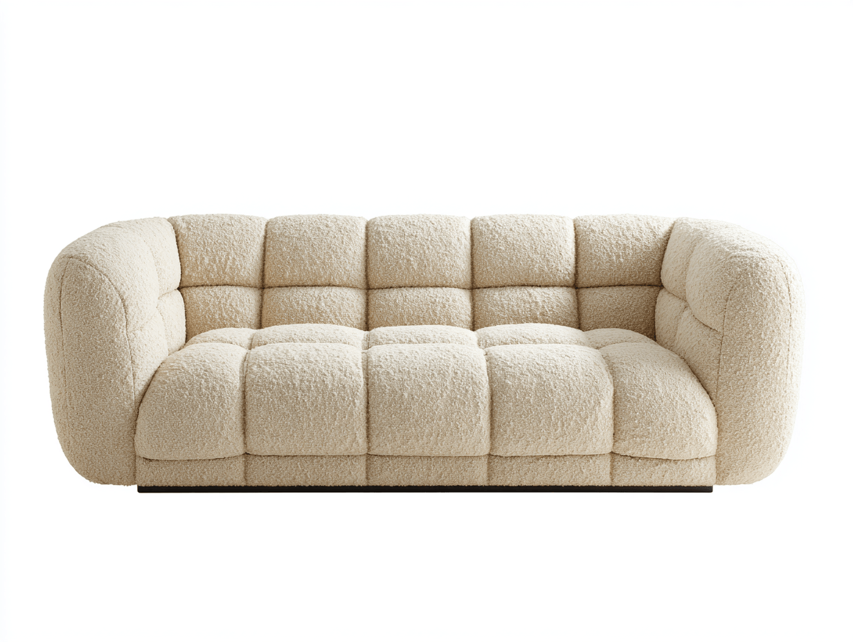 Canapé tissu bouclé 210×92×75 cm – beige – design contemporain capitonné-Shelterano