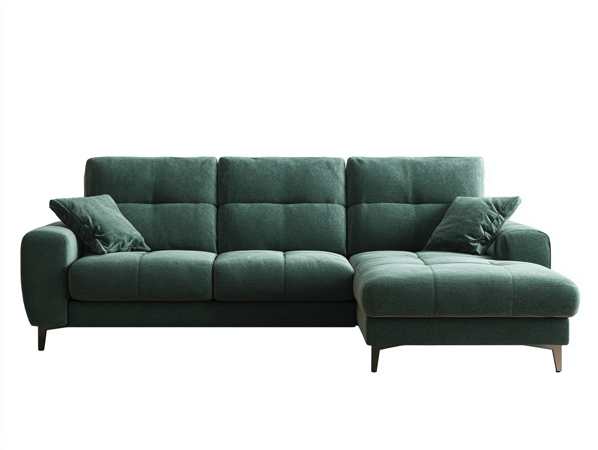 Canapé d’angle – tissu vert foncé 260×165 cm – design moderne avec coussins-Shelterano