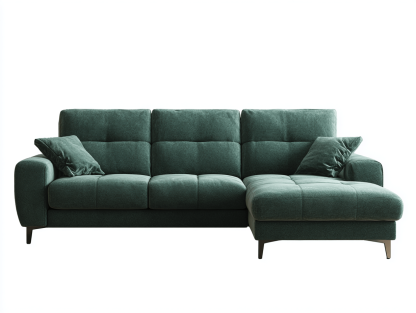 Canapé d’angle – tissu vert foncé 260×165 cm – design moderne avec coussins-Shelterano
