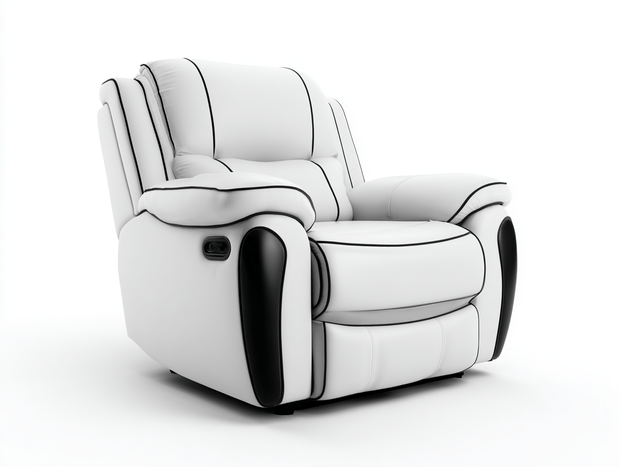 Fauteuil relax cuir 94×98×102 cm – blanc/noir – design bicolore moderne-Shelterano