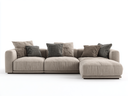 Canapé d’angle – tissu beige 270×170 cm – design moderne avec coussins-Shelterano