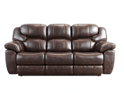 Canapé simili cuir inclinable 3 places 215×98×102 cm – brun foncé – design contemporain avec assises matelassées-Shelterano