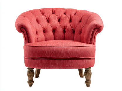 Fauteuil tissu capitonné 84×78×81 cm – rouge – style vintage classique-Shelterano