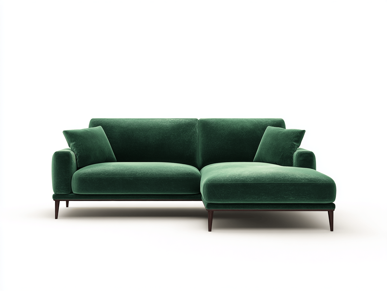 Canapé d’angle – tissu vert foncé 240×160 cm – design contemporain avec coussins-Shelterano
