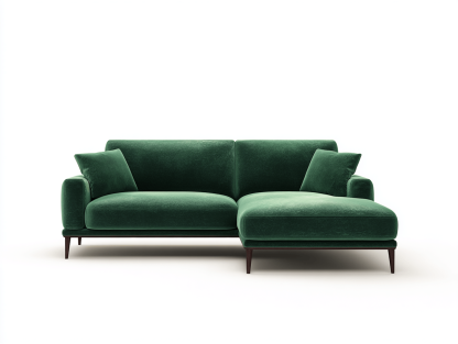 Canapé d’angle – tissu vert foncé 240×160 cm – design contemporain avec coussins-Shelterano