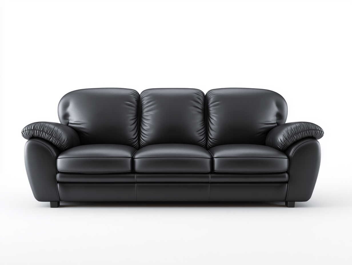 Canapé 3 places en simili cuir 210×90×95 cm – noir – assise rembourrée et accoudoirs moelleux-Shelterano