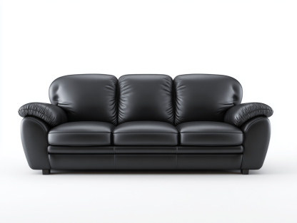 Canapé 3 places en simili cuir 210×90×95 cm – noir – assise rembourrée et accoudoirs moelleux-Shelterano