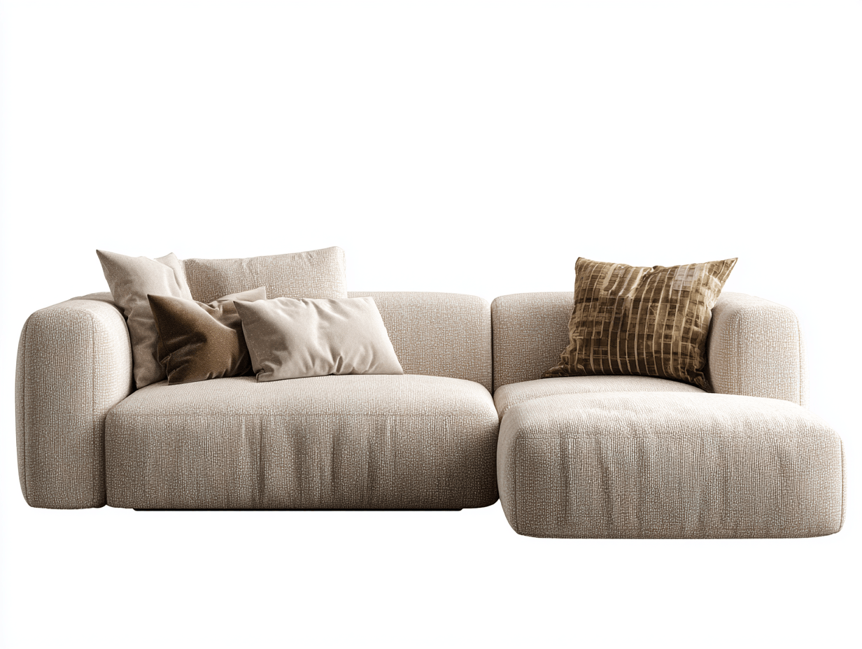 Canapé d’angle – tissu beige 250×160 cm – design moderne avec coussins-Shelterano