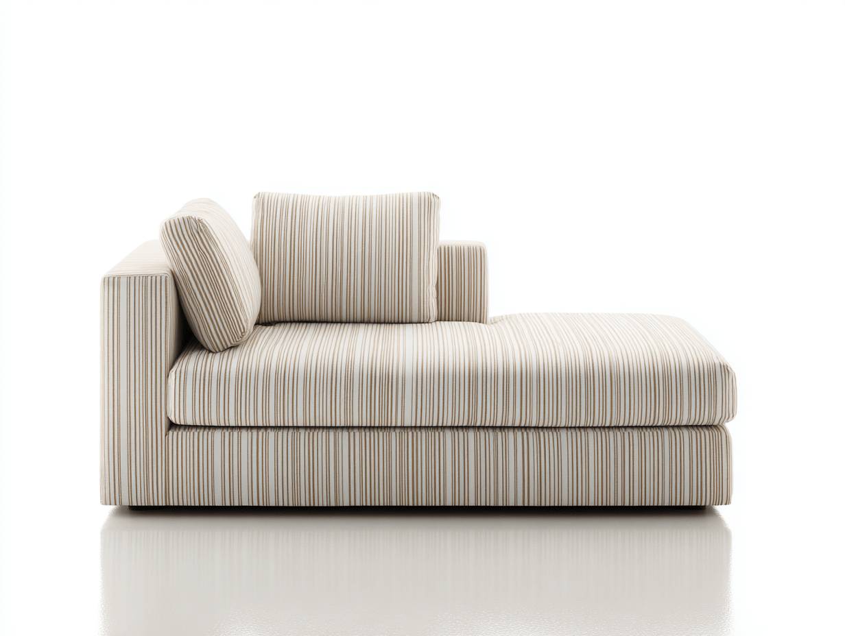 Canapé en tissu – beige à rayures – style contemporain avec coussins-Shelterano