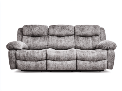 Canapé relaxation tissu 3 places – gris clair – assise moelleuse et dossiers inclinables-Shelterano