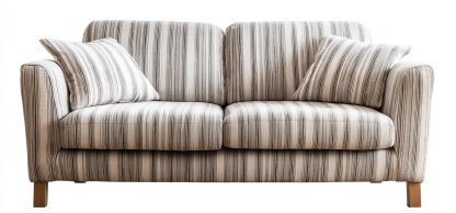 Canapé en tissu 170×88×84 cm – beige à rayures grises – style contemporain avec coussins décoratifs-Shelterano