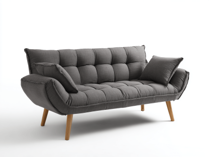 Canapé-lit en tissu 185×80×85 cm – gris foncé – futon moderne avec pieds en bois et accoudoirs inclinables-Shelterano