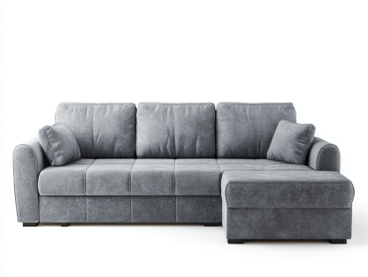 Canapé d’angle en tissu 265×165 cm – gris foncé – style moderne avec méridienne, fonction convertible et coussins inclus-Shelterano