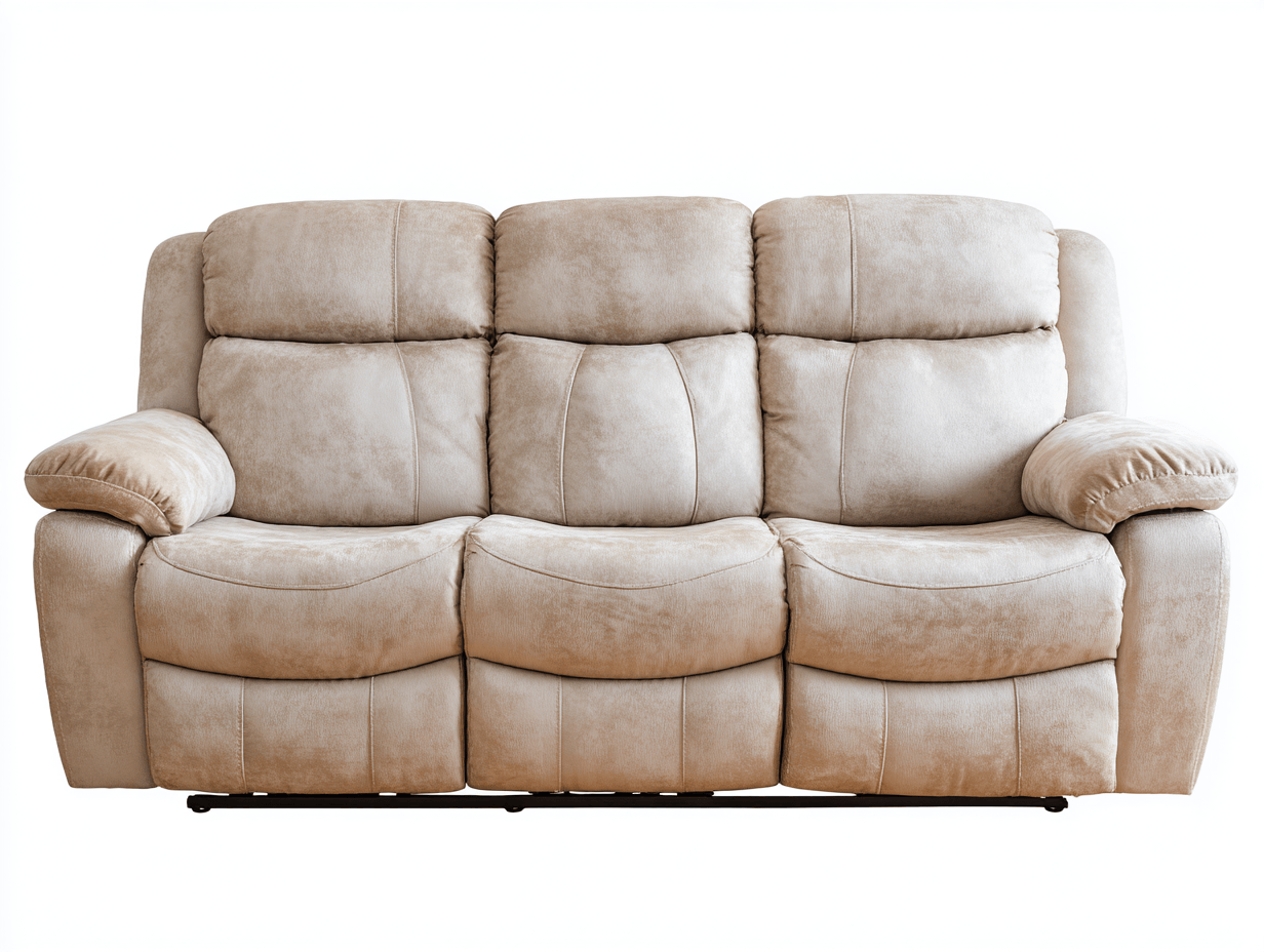 Canapé 3 places en simili cuir 210×95×100 cm – beige sable – dossier inclinable et assise rembourrée-Shelterano