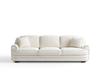 Canapé tissu 3 places 220×95×90 cm – blanc – style classique avec coussins d’assise et de dossier-Shelterano