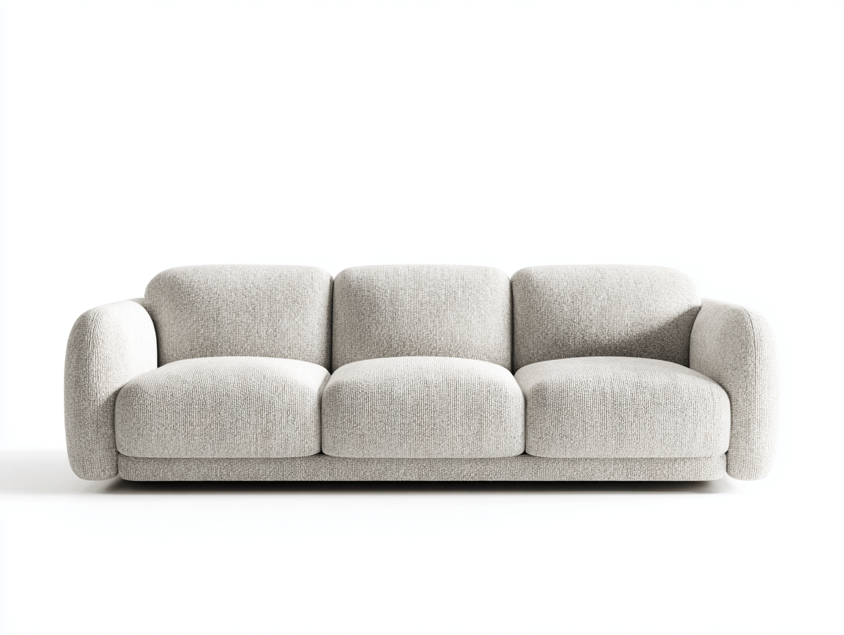 Canapé en tissu 220×92×80 cm – gris clair – style moderne arrondi avec coussins-Shelterano