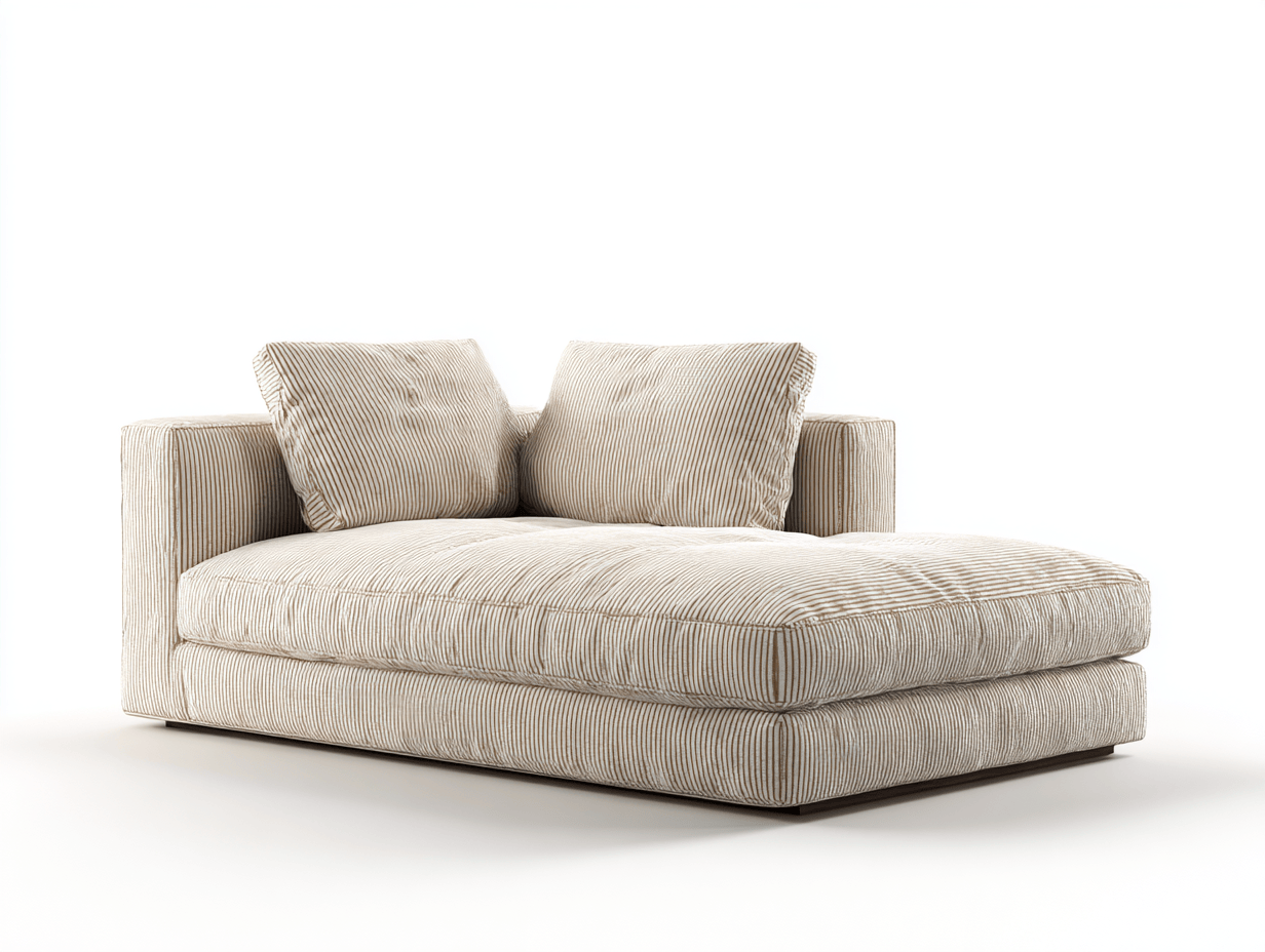 Canapé en tissu 165×95×82 cm – beige à rayures – style contemporain avec coussins-Shelterano