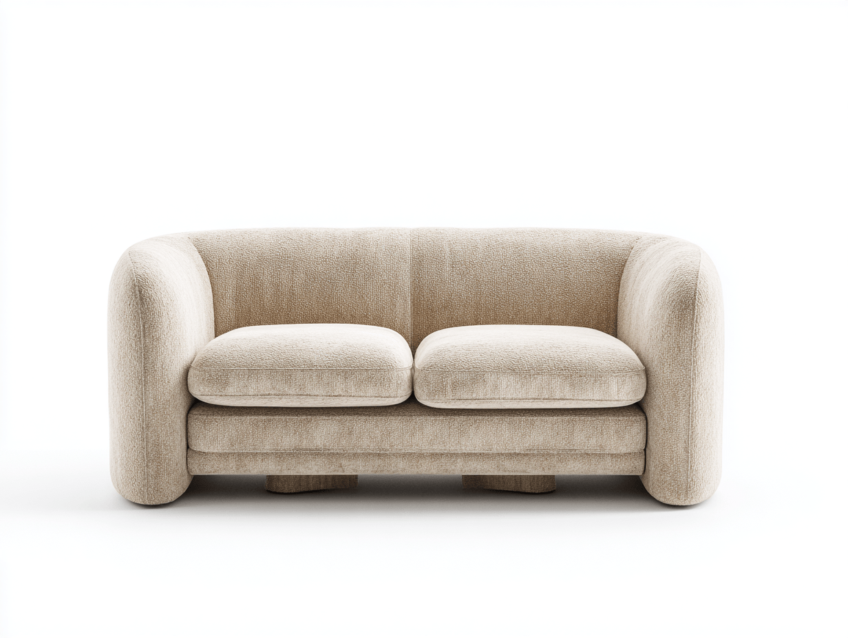 Canapé 2 places tissu 165×95 cm – beige – design arrondi contemporain-Shelterano