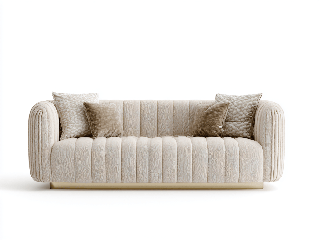 Canapé tissu 205×94 cm – beige clair – style moderne avec coussins décoratifs-Shelterano