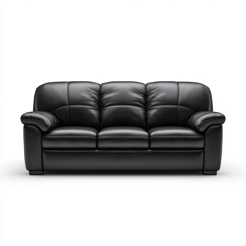 Canapé simili cuir noir 3 places 210×95×90 cm – design moderne – assise ergonomique-Shelterano