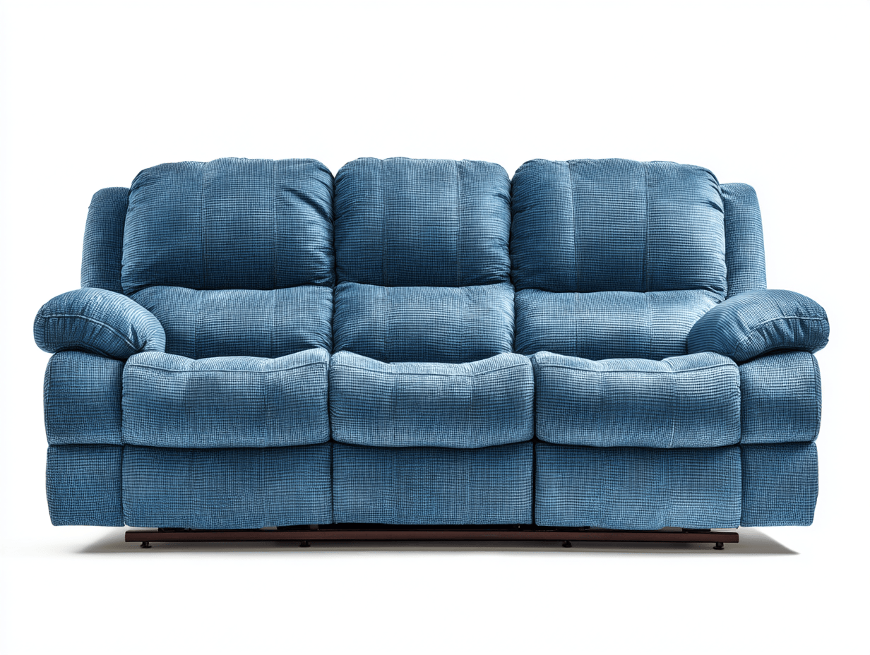 Canapé relax 3 places en tissu bleu 200×90 cm – bleu – pour salon – assise moelleuse et accoudoirs généreux-Shelterano