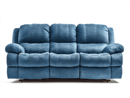 Canapé relax 3 places en tissu bleu 200×90 cm – bleu – pour salon – assise moelleuse et accoudoirs généreux-Shelterano