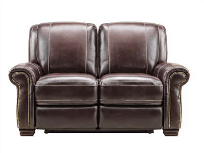 Canapé simili cuir marron 2 places 160×95×100 cm – accoudoirs cloutés – style classique confortable-Shelterano