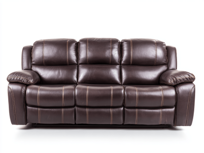 Canapé simili cuir inclinable 3 places 210×95×100 cm – brun foncé – assises confortables avec accoudoirs rembourrés-Shelterano