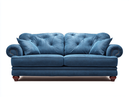 Canapé 2 places tissu 180×95 cm – bleu – style classique capitonné avec coussins-Shelterano