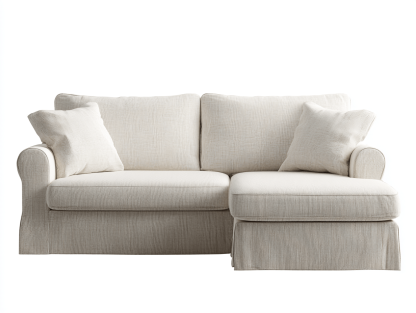 Canapé d’angle – tissu beige 210×150 cm – design classique avec coussins-Shelterano