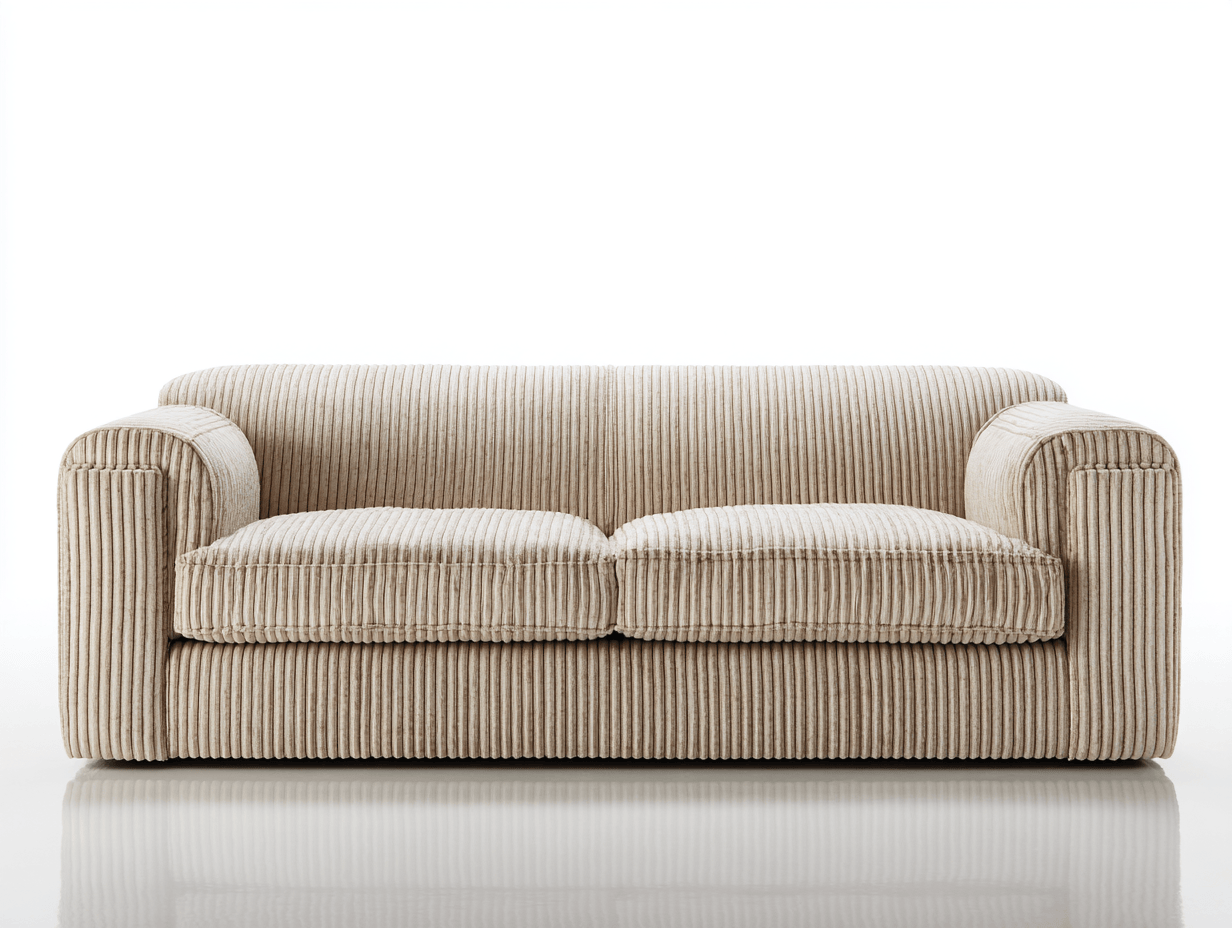 Canapé 2 places tissu côtelé 160×95 cm – beige – design arrondi contemporain-Shelterano