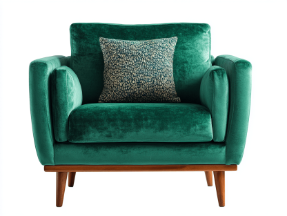 Fauteuil en velours – 88×92×95 cm – vert émeraude – style moderne avec coussin décoratif-Shelterano