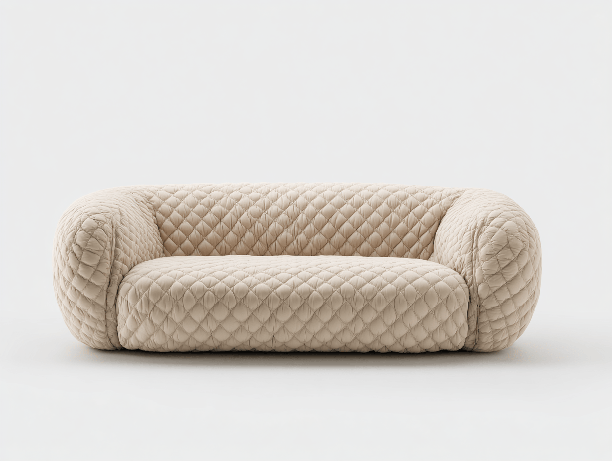 Canapé 3 places tissu matelassé 210×100 cm – beige – design contemporain capitonné-Shelterano