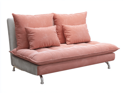 Canapé convertible tissu 140×90 cm – rose/gris – avec coussins – style moderne-Shelterano
