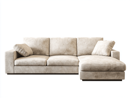 Canapé d’angle en microfibre 275×165 cm – beige – avec méridienne et coussins – style contemporain-Shelterano