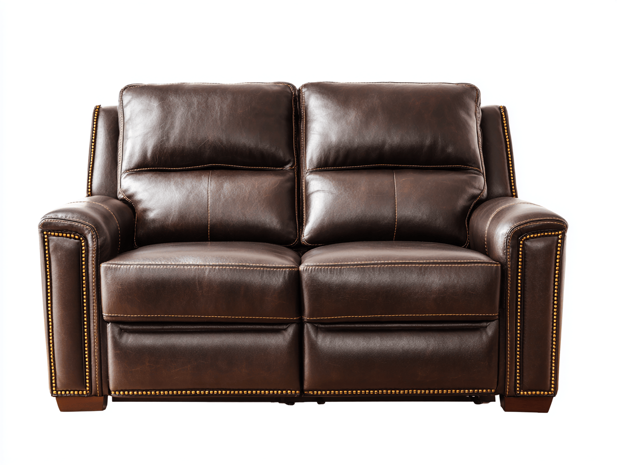 Canapé simili cuir marron 2 places 160×95×100 cm – accoudoirs cloutés – style classique élégant-Shelterano