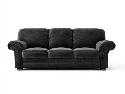 Canapé tissu 3 places 200×90×92 cm – noir – design classique avec accoudoirs arrondis-Shelterano