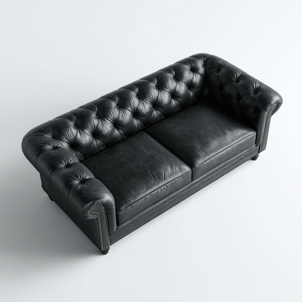 Canapé simili cuir noir 2 places 175×90×80 cm – style Chesterfield – capitonné élégant-Shelterano