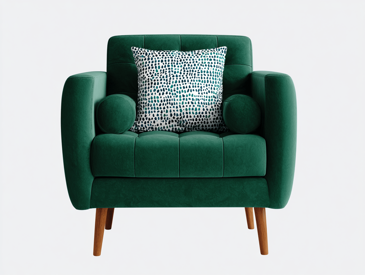 Fauteuil en velours – 85×90×94 cm – vert émeraude – style rétro avec coussin décoratif-Shelterano