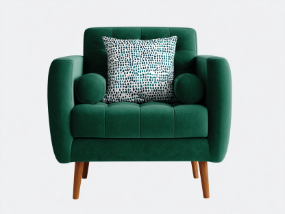 Fauteuil en velours – 85×90×94 cm – vert émeraude – style rétro avec coussin décoratif-Shelterano