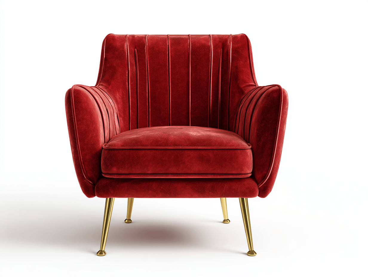 Fauteuil velours 84×79×86 cm – rouge – style rétro moderne avec pieds dorés-Shelterano