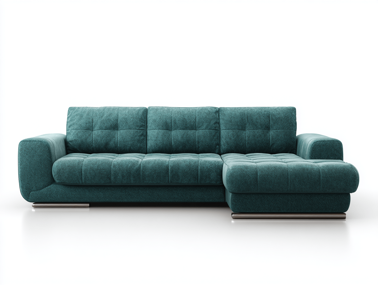 Canapé d’angle – tissu vert foncé 270×170 cm – design moderne capitonné avec méridienne-Shelterano